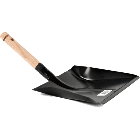 Vuilblik zwart met houten steel
